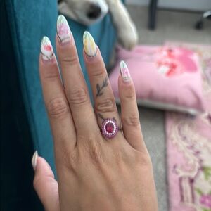Zales Pink and Silver Classic Ring